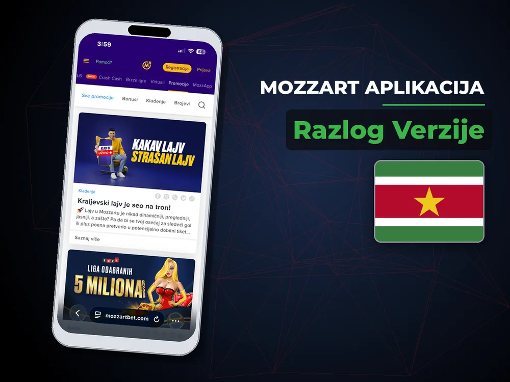 Mozzart Aplikacija - Razlog Verzije