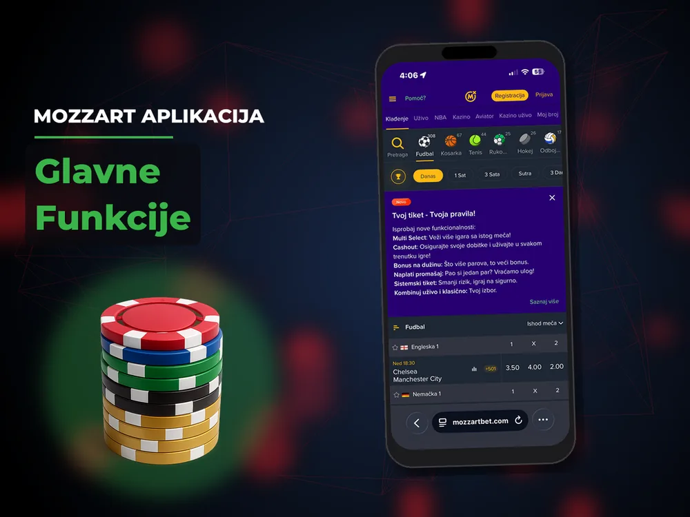 Mozzart Aplikacija - Glavne Funkcije