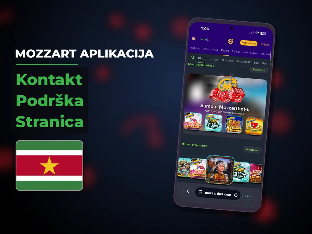 Mozzart Aplikacija - Kontakt Podrška Stranica