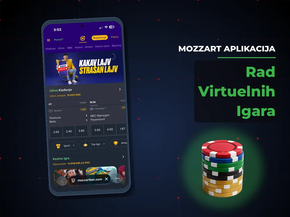 Mozzart Aplikacija - Rad Virtuelnih Igara