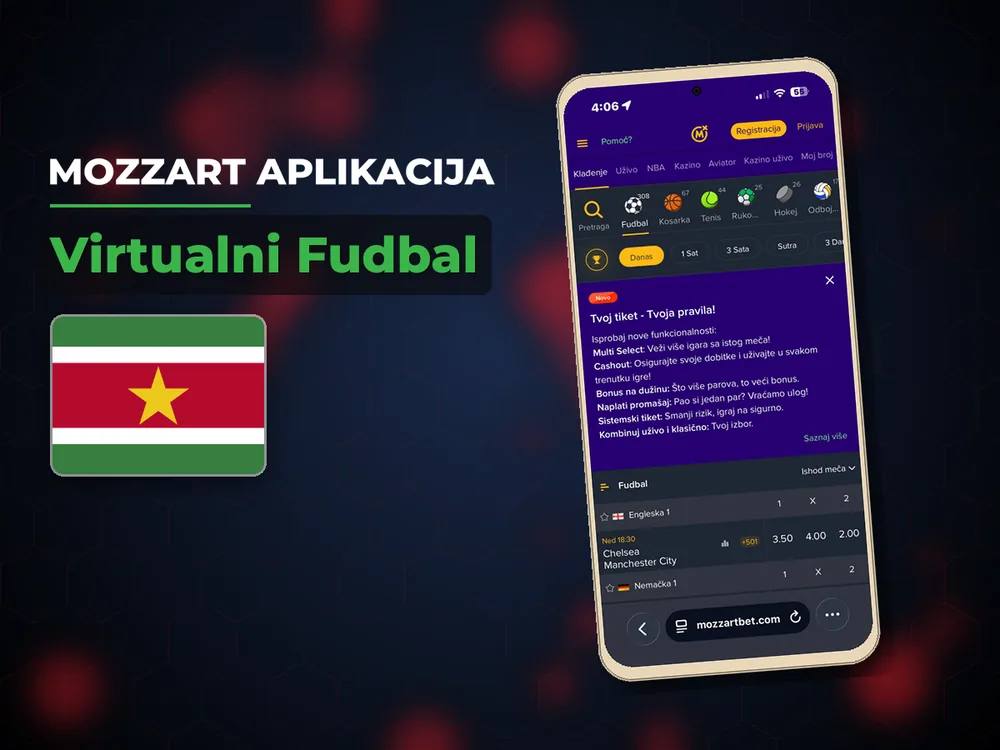 Mozzart Aplikacija - Virtualni Fudbal
