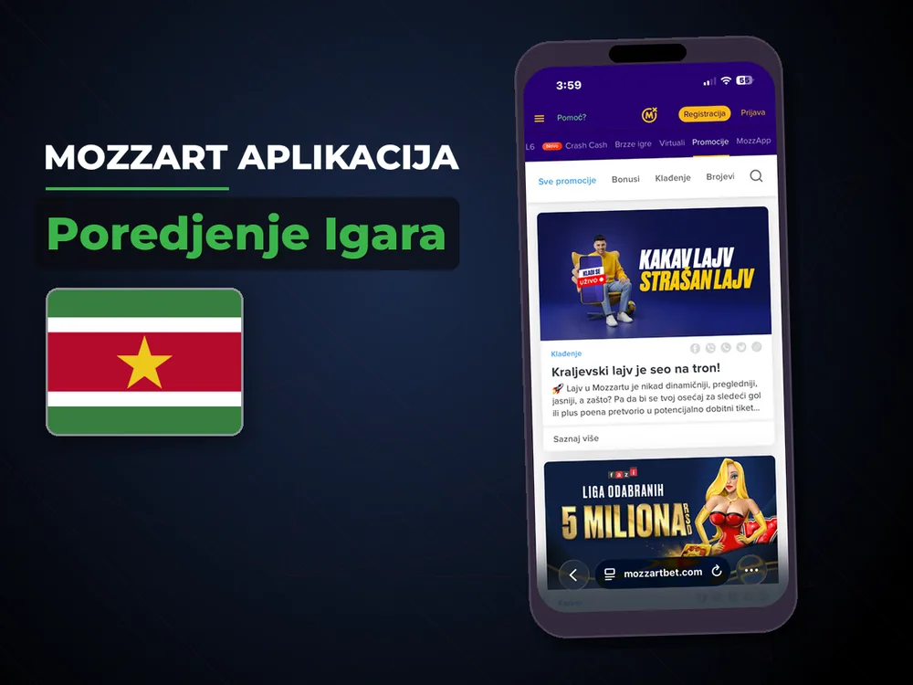 Mozzart Aplikacija - Poredjenje Igara