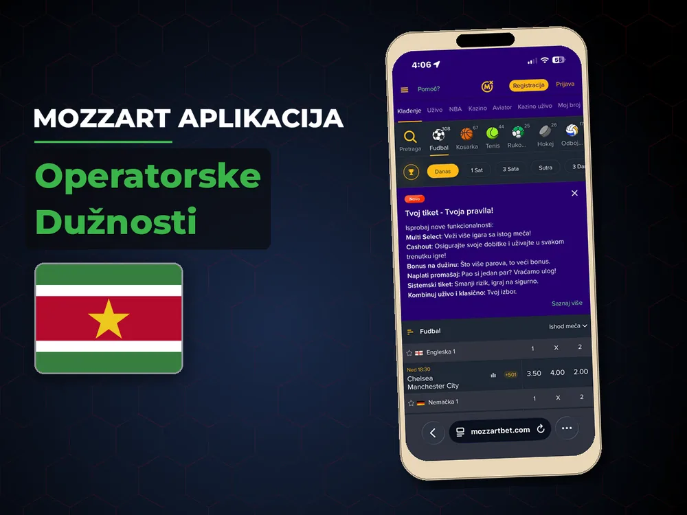 Mozzart Aplikacija - Operatorske Dužnosti