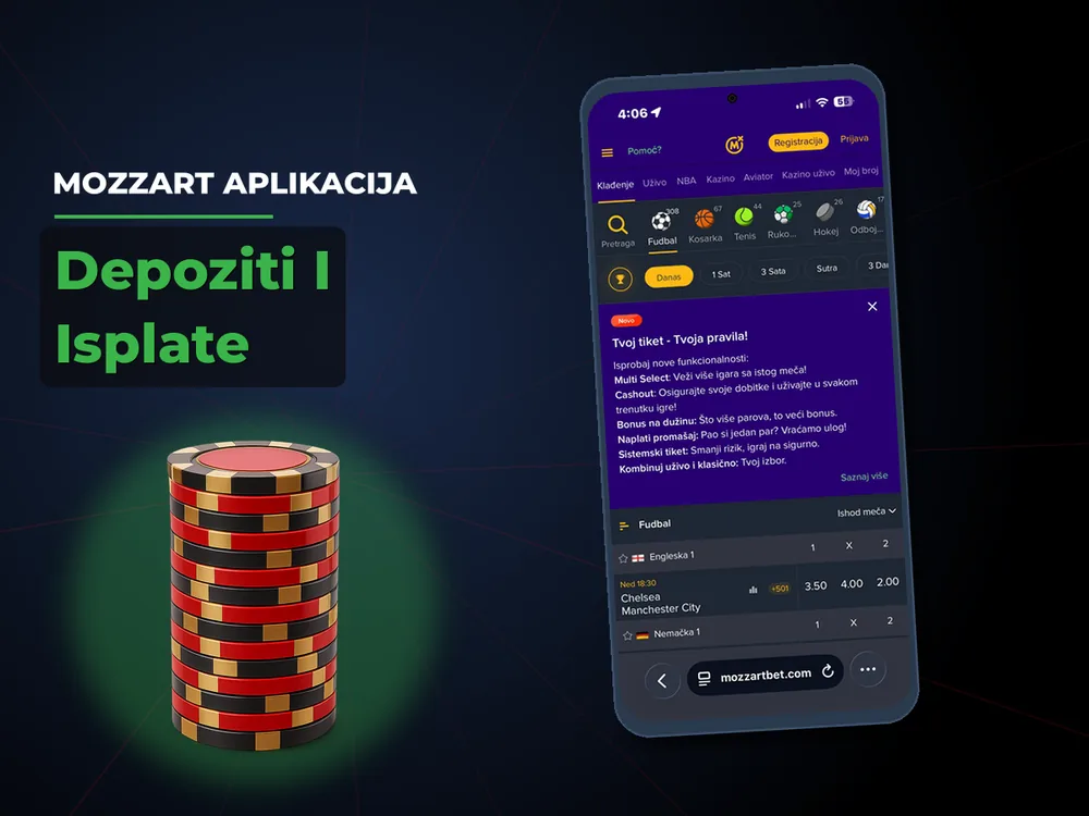 Mozzart Aplikacija - Depoziti I Isplate